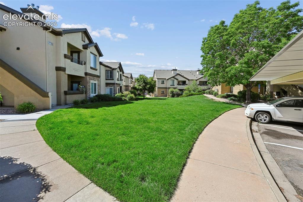 Image 5 of 36: Expansive green lawn area bordered by a concrete walkway