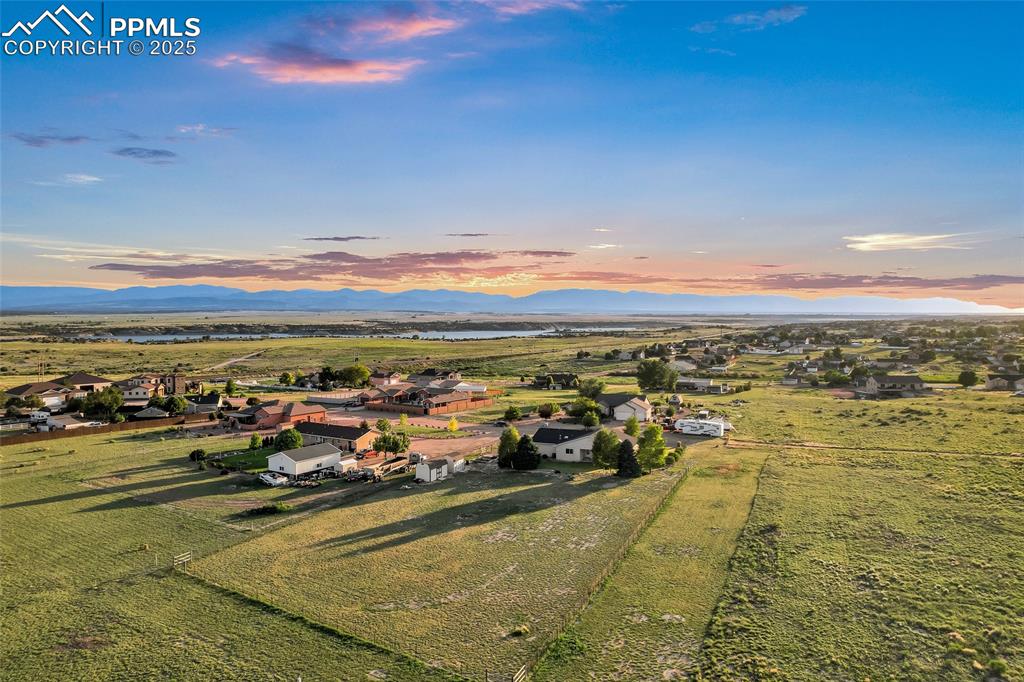 Image 42 of 44: Aerial view of mountains and Lake Pueblo