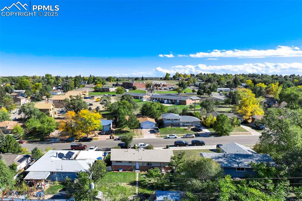 Image 32 of 38: Aerial perspective of suburban area