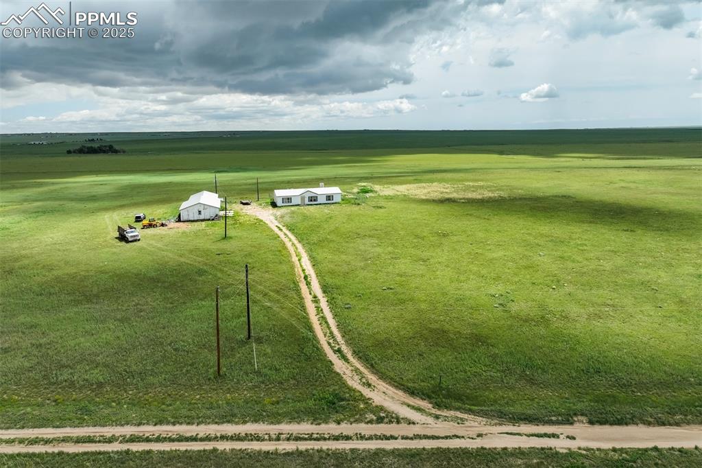 Caption: Aerial view of sparsely populated area