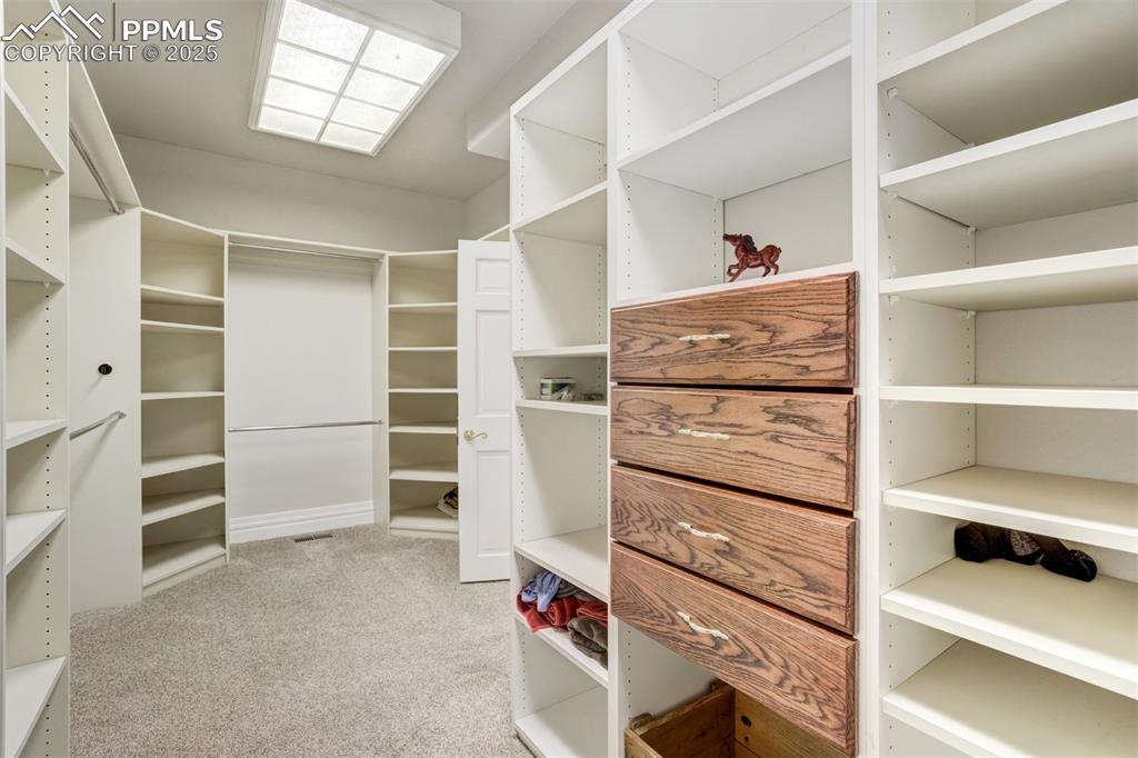 Image 27 of 50: Custom walk-in closet with carpet