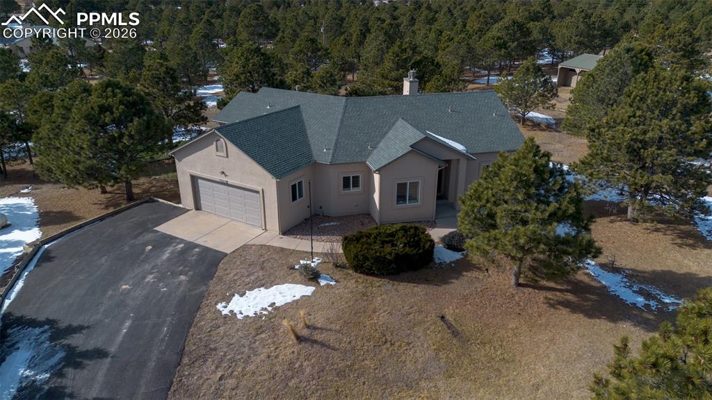Image 46 of 49: Aerial View of the front of the home