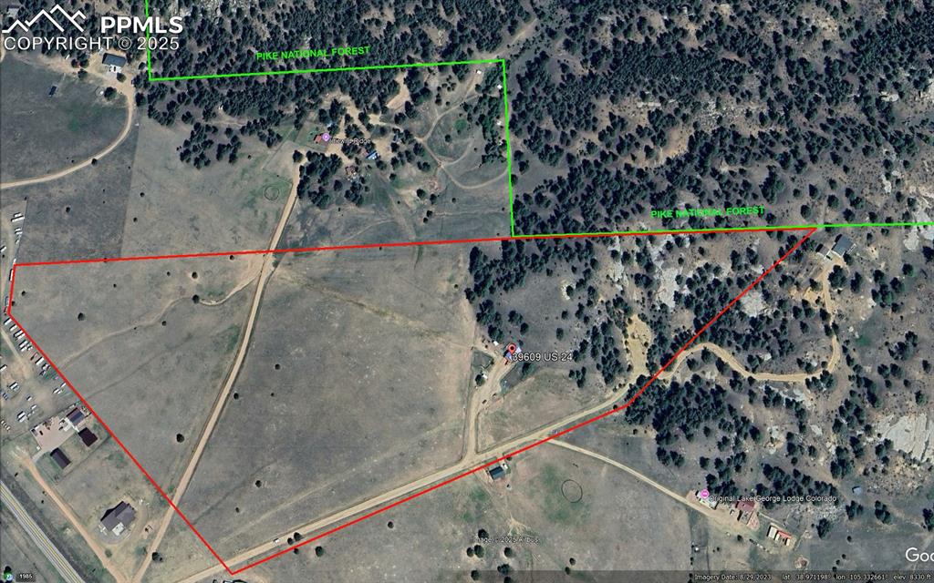 Image 49 of 50: red line lot line(aprox) plus nat forest border