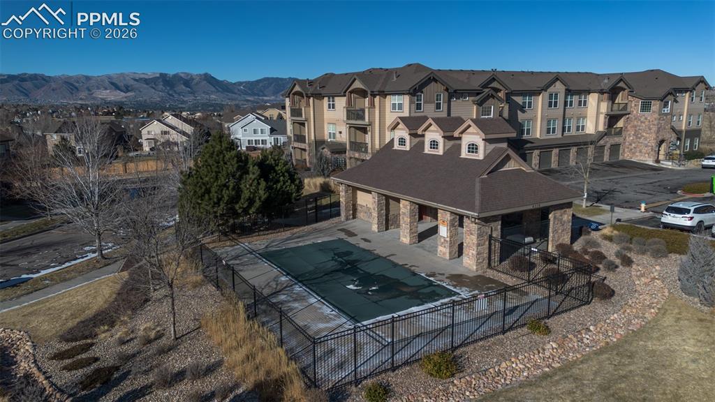 Image 24 of 26: Aerial view of pool