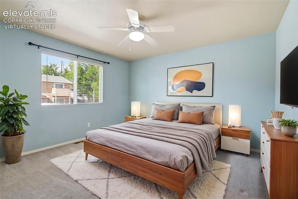 Image 26 of 48: Virtually Staged - Primary Bedroom with Full Size Bath Attached