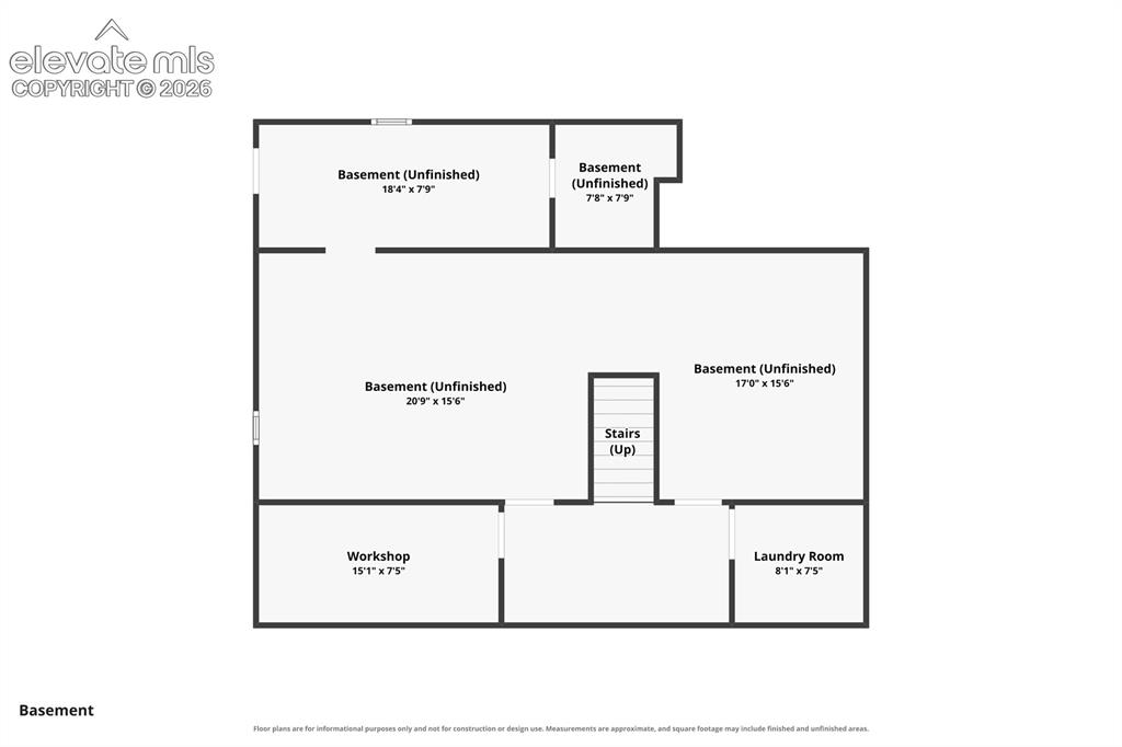 Image 21 of 32: Basement floor plan showing laundry, workshop and unfinished space with ext