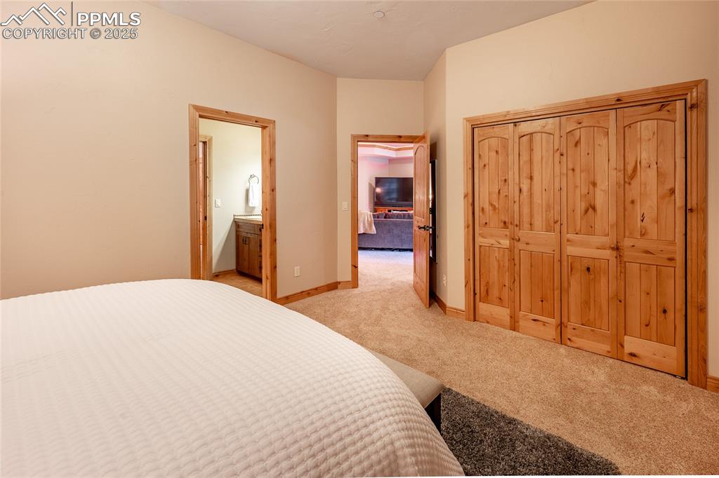 Image 26 of 47: Bedroom featuring light colored carpet.