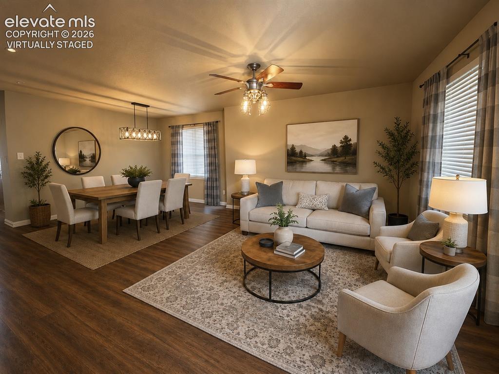 Image 6 of 47: Virtually staged Living, Dining
