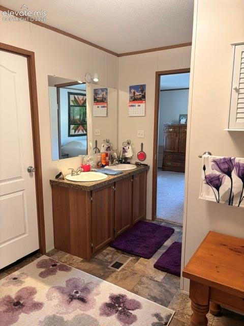 Image 32 of 39: Spacious bathroom with Double vanity and a oversized shower!