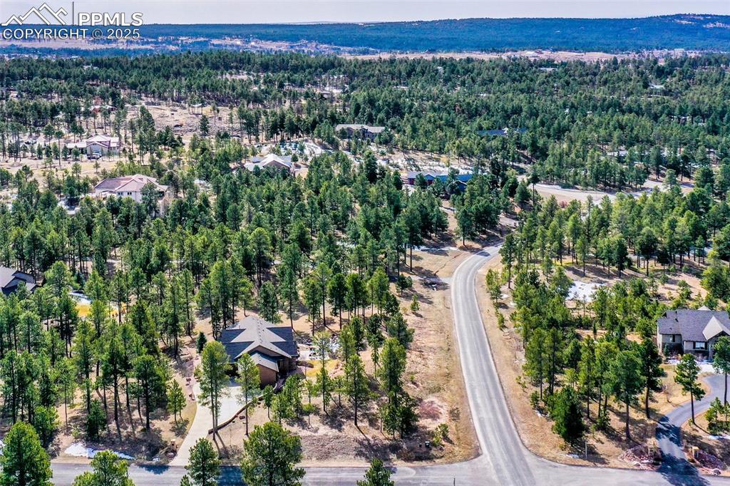 Image 16 of 48: Birds eye view of property featuring a forest view