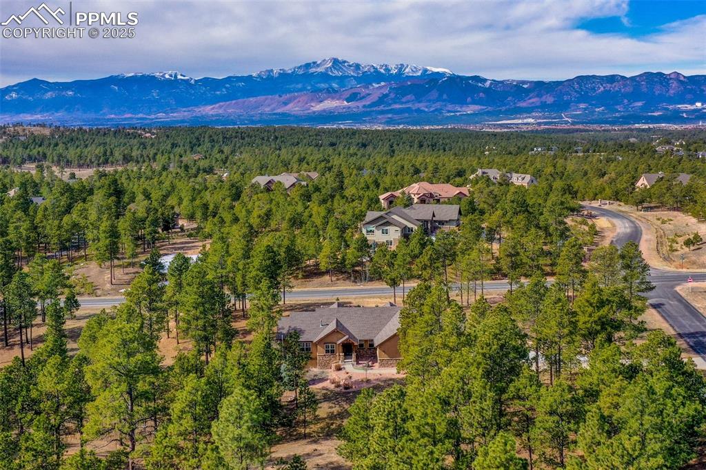 Image 2 of 48: Aerial view with a forest view and a mountain view
