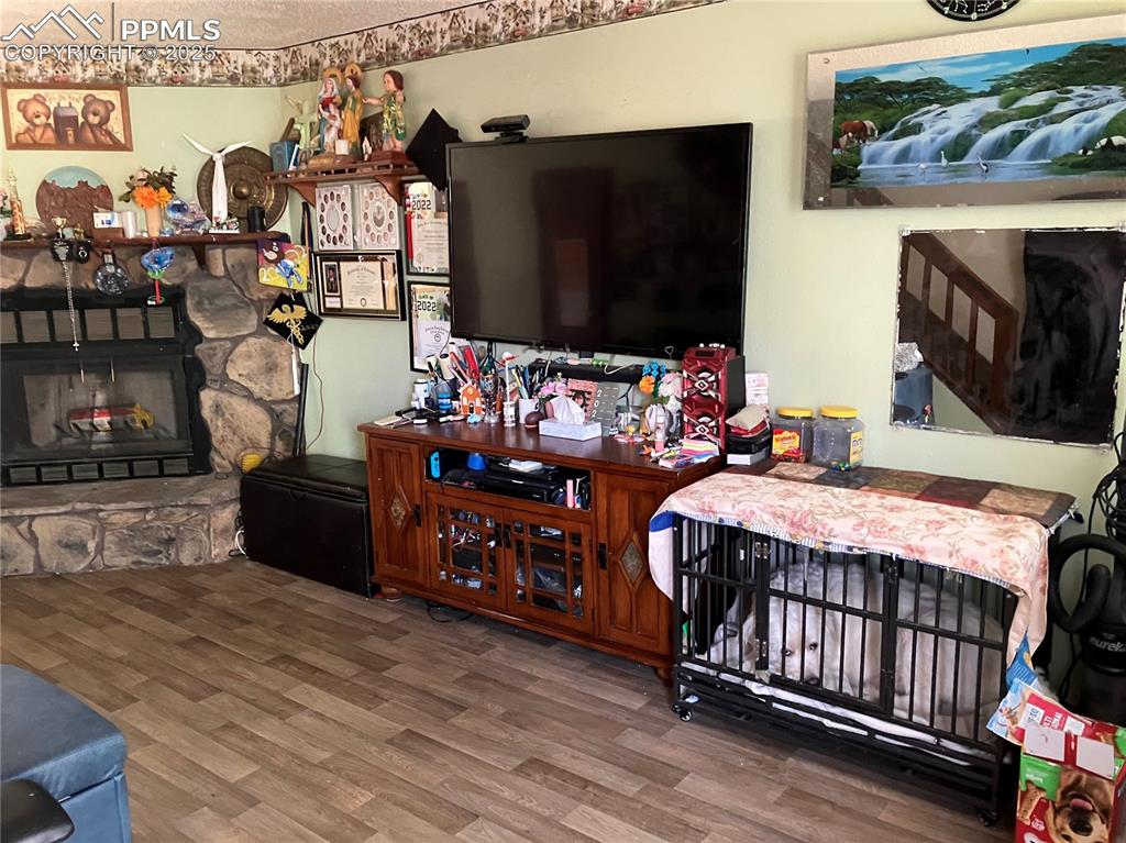 Image 3 of 17: Living room and fireplace