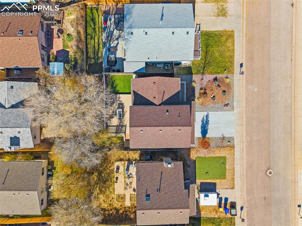 Image 41 of 50: Aerial perspective of suburban area