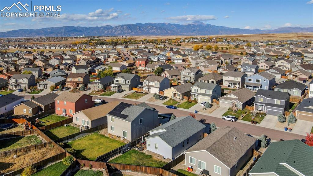 Image 34 of 45: Birds eye view of property featuring a mountain view