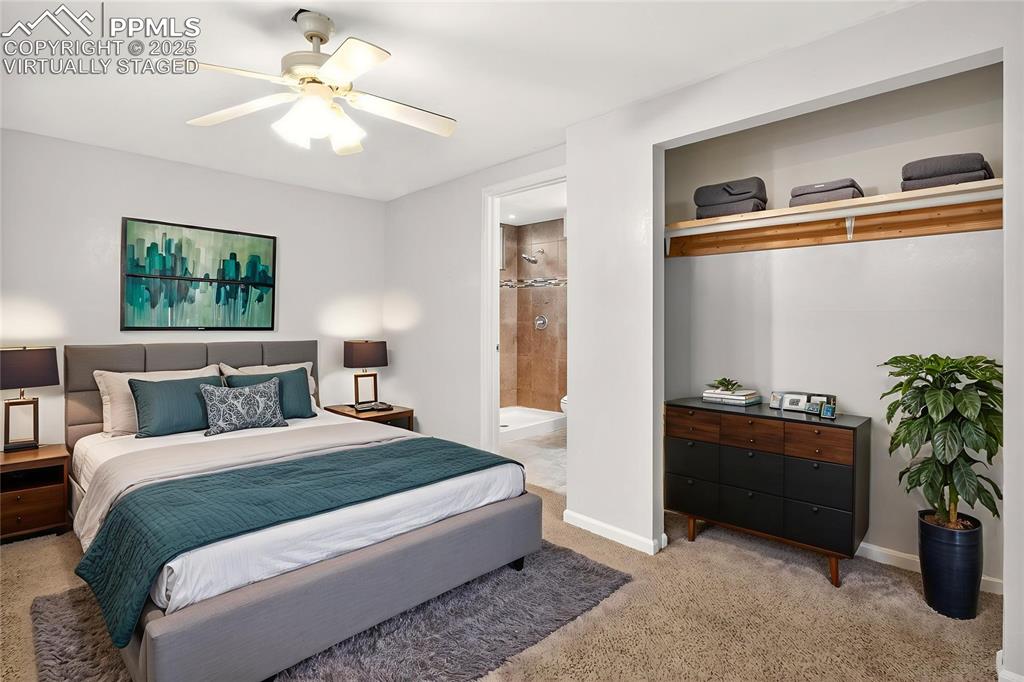 Image 32 of 46: Virtually Staged Basement bedroom w/attached bathroom