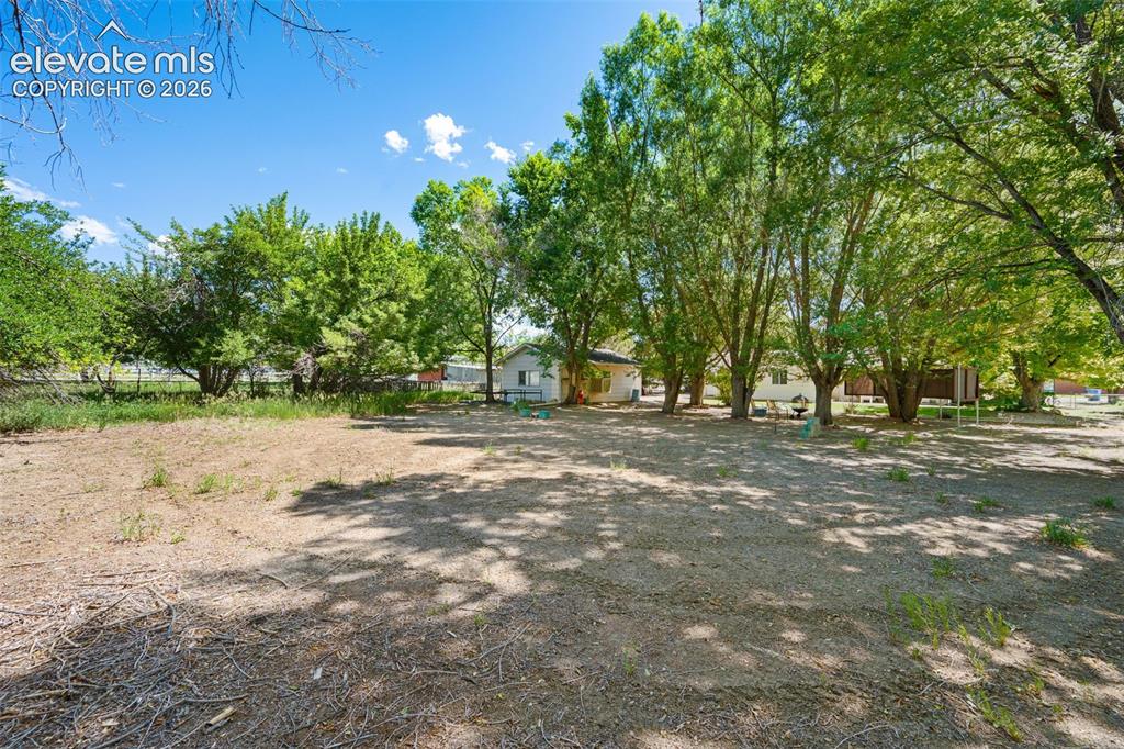 Image 31 of 36: Expansive, sun-drenched lot featuring mature trees providing natural shade