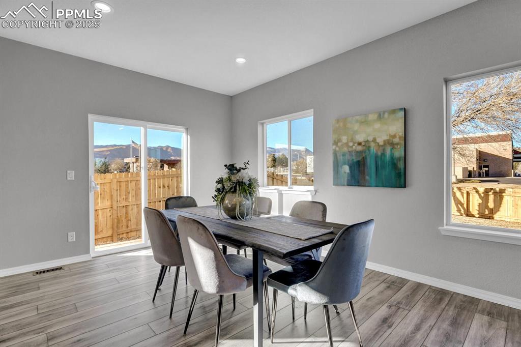 Image 21 of 48: Dining room featuring example of interior finish options