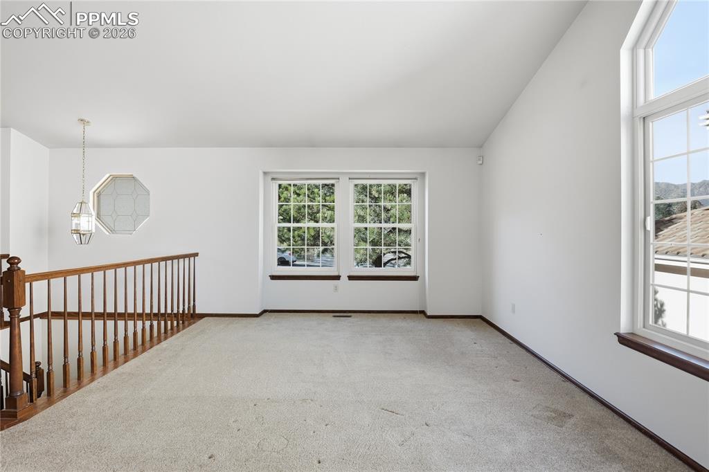 Image 16 of 47: Unfurnished room featuring healthy amount of natural light, light carpet, a