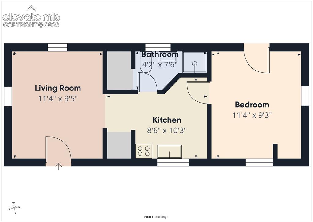 Image 18 of 50: Sunflower Cottage Floor Plan – Floor plan illustrating the efficient layout