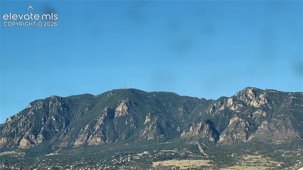 Image 28 of 28: View of Cheyenne Mountain from the deck