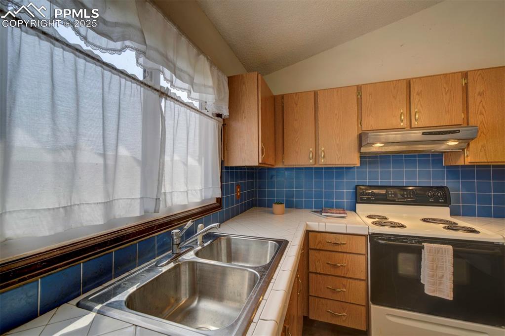 Image 15 of 50: Double stainless steel kitchen sink.