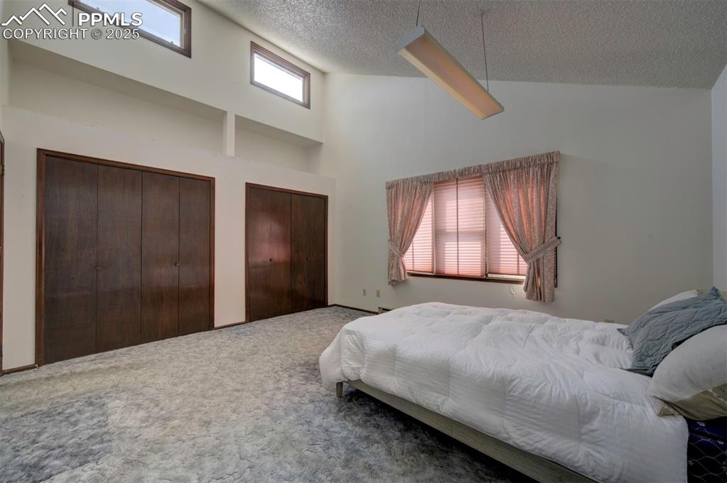 Image 21 of 50: The main-level Primary Bedroom is a tranquil retreat with neutral carpeting