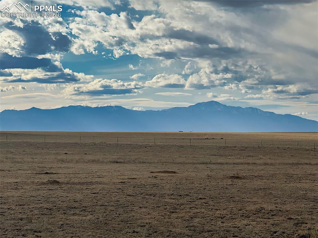 Caption: Mountain View – Pikes Peak – Clear daytime view toward the Front Range with Pikes Peak prominently f