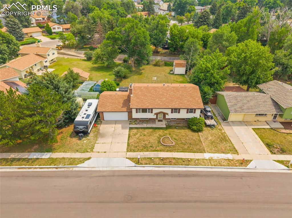 Image 39 of 49: Aerial perspective of suburban area