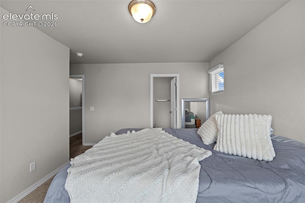 Image 13 of 32: Wall-to-wall carpeting with light gray walls and a window with blinds
