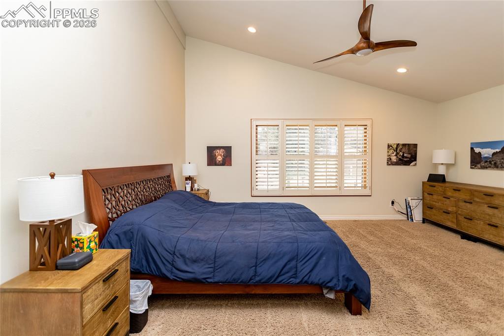 Image 23 of 45: Spacious, private, quiet, comfortable owners retreat with vaulted ceiling, 