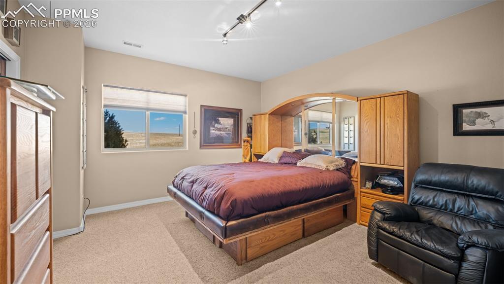 Image 39 of 50: Lower level bedroom with garden level windows