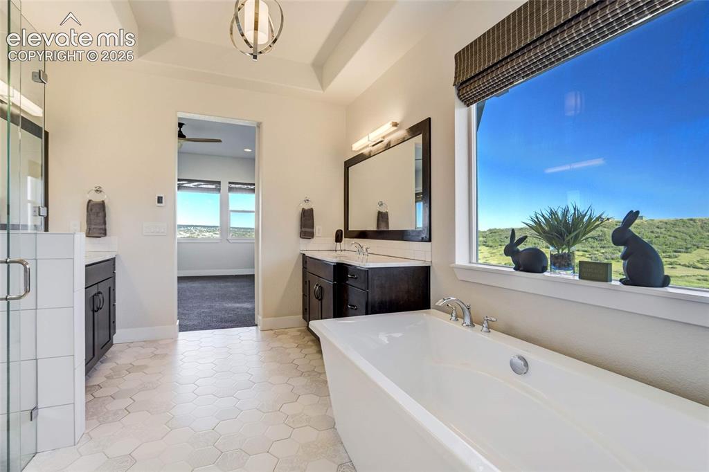 Image 29 of 50: Large soaking tub with beautiful views