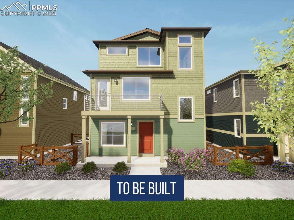 Caption: Contemporary home featuring a balcony