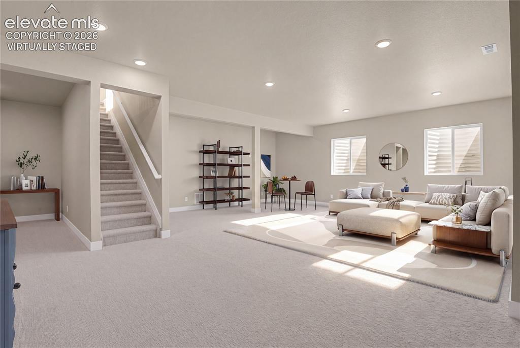Image 20 of 42: Additional living space in the finished basement. Virtually Staged
