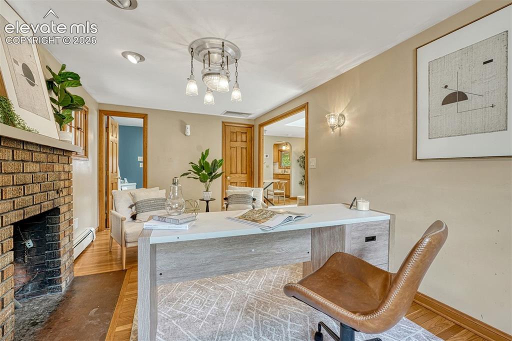 Image 18 of 42: Fireplace and closet allows for multiple options for this room