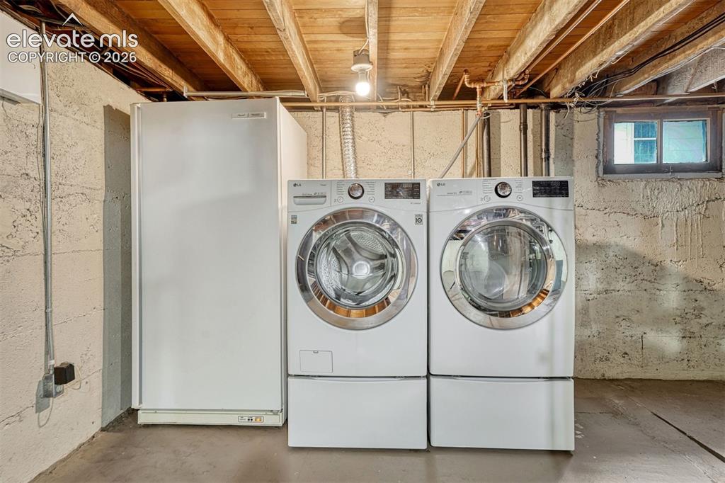 Image 28 of 42: Washer, Dryer and upright Freezer included