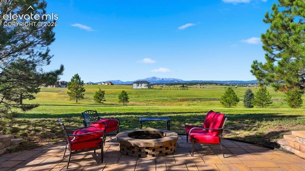 Image 6 of 36: firepit with mountain views