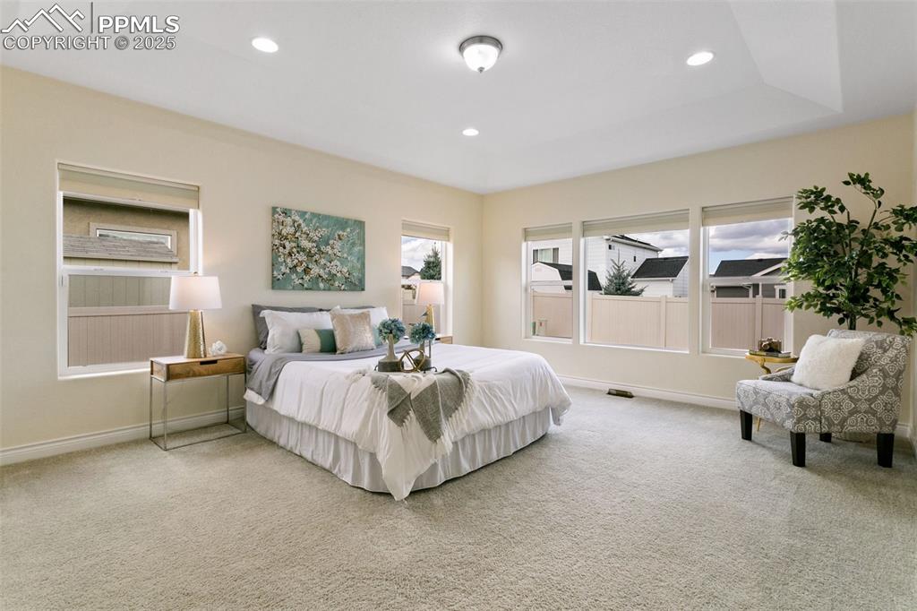 Image 7 of 49: Bedroom featuring carpet and recessed lighting