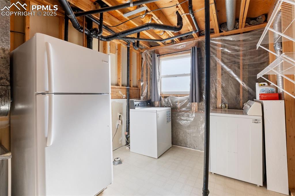 Image 34 of 42: Here you will find electric hookups for a washer and dryer along with rough