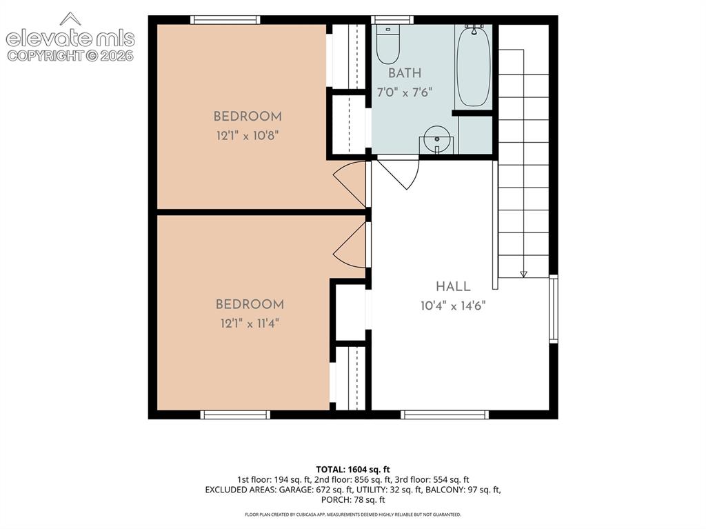 Image 40 of 42: Upper level floorplan