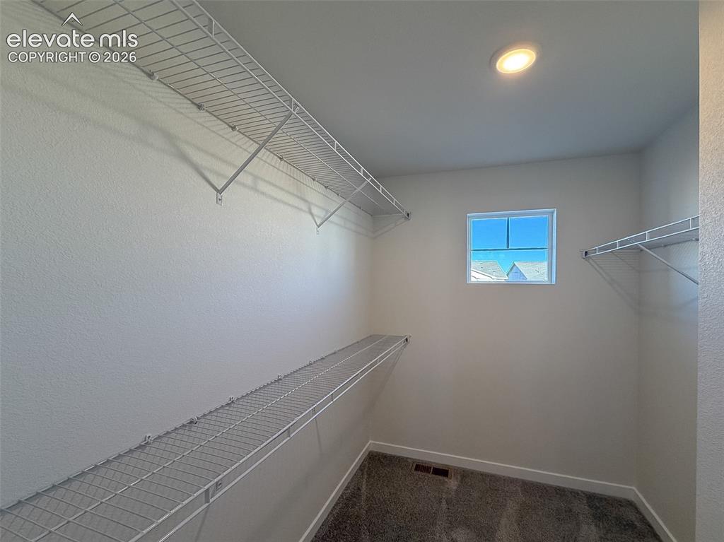 Image 23 of 34: Built-in wire shelving, recessed lighting, double-paned window, and carpete