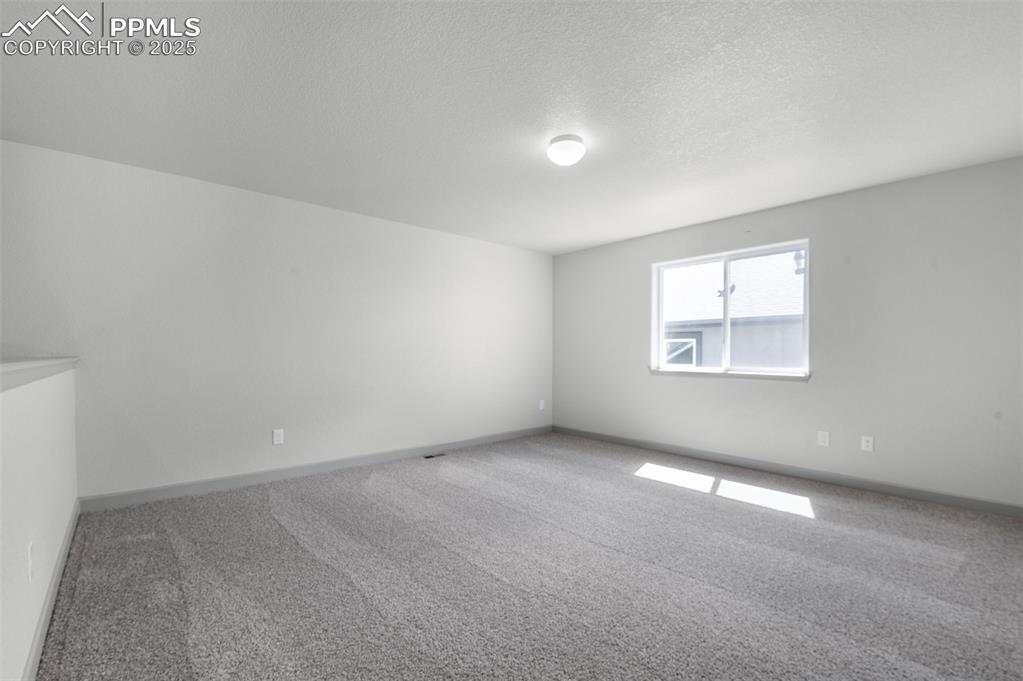 Image 12 of 21: Empty room featuring carpet flooring and a textured ceiling