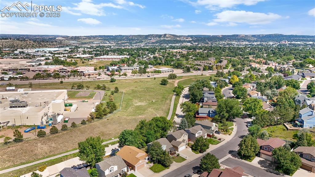 Image 38 of 46: Aerial perspective of suburban area