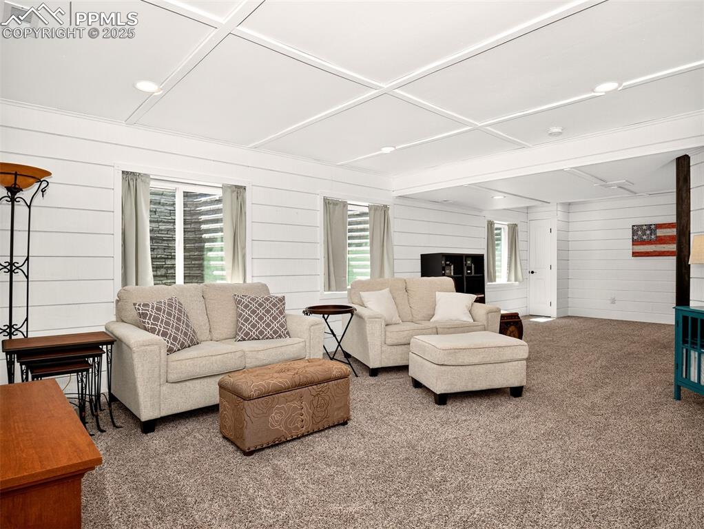 Image 31 of 48: Basement-level rec room, a great place for all to enjoy!