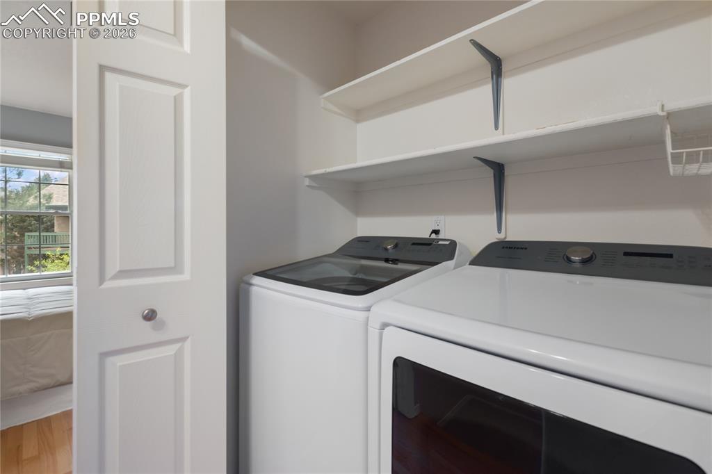 Image 30 of 37: Upper level laundry - washer and dryer are included!