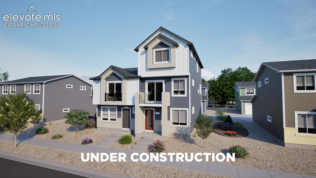 Image 1 of 34: Modern exterior with contrasting siding, multiple balconies, and a distinct