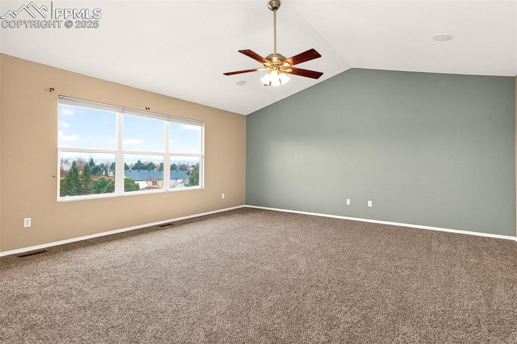 Image 21 of 49: Large Primary Bedroom with Vaulted Ceiling
