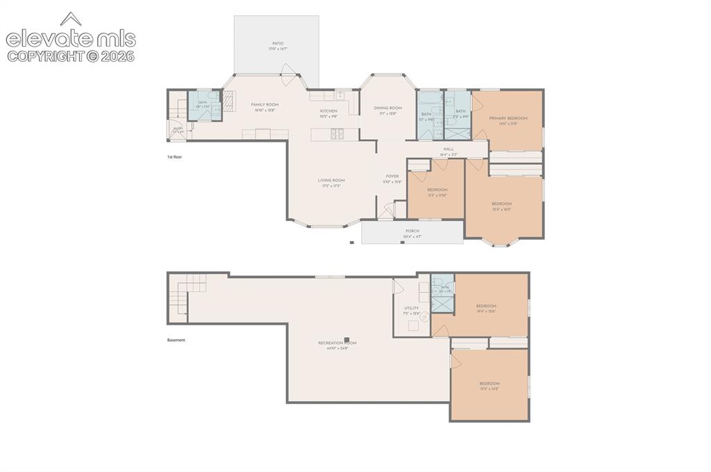 Image 43 of 43: Floor plan Main level and basement area