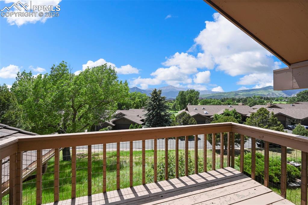 Image 30 of 49: Excellent views of Pikes Peak from this bedroom