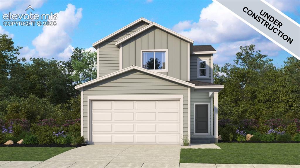 Image 1 of 3: Two-story exterior featuring light gray horizontal siding, vertical board-a